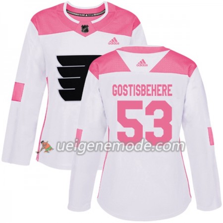 Dame Eishockey Philadelphia Flyers Trikot Shayne Gostisbehere 53 Adidas 2017-2018 Weiß Pink Fashion Authentic